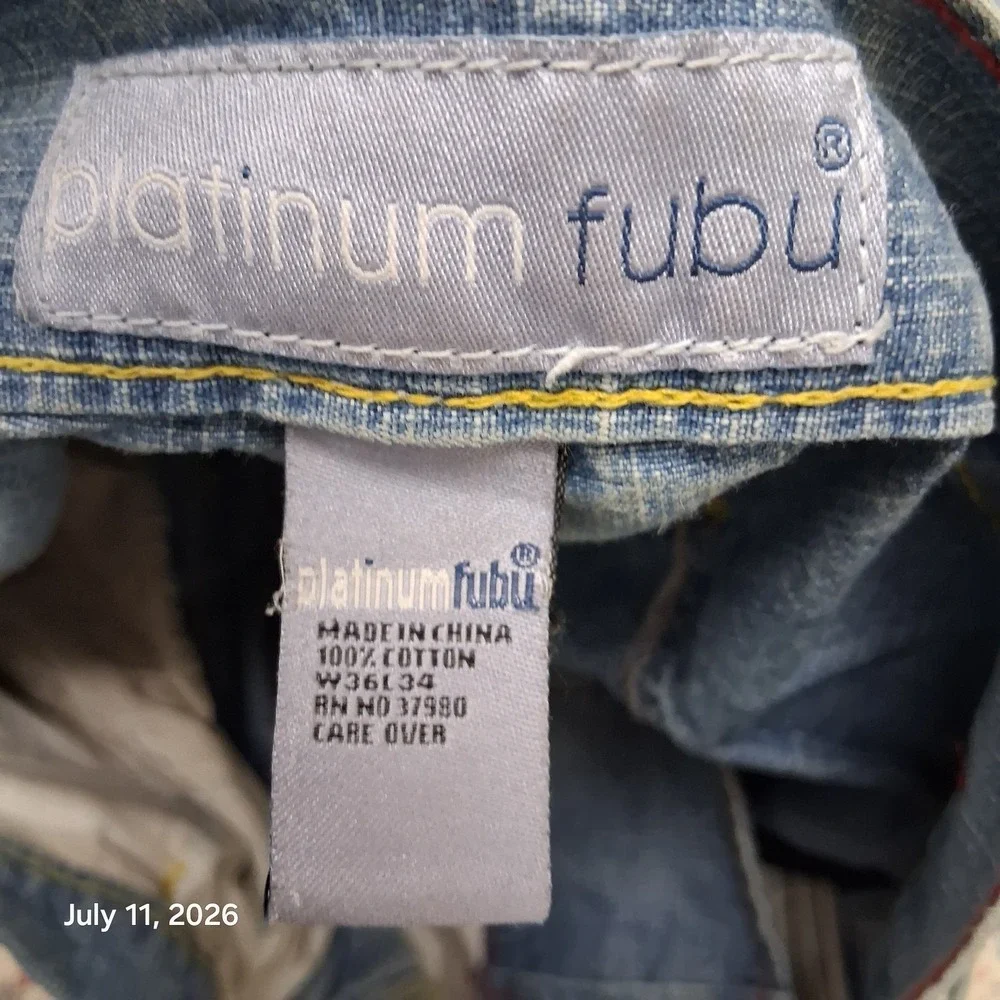 VTG Platinum Fubu Harlem Globetrotters Denim Jeans Size 38x34